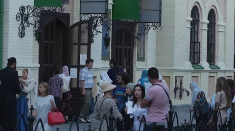 People Are Leaving the Trinity Jonah's Monastery Celebration of a Mary Stock Footage 58001007