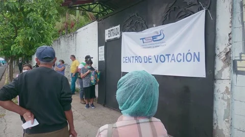 People are lining to vote El Salvador Legislative Elections: February 28, 2021 Stock Footage 149718368