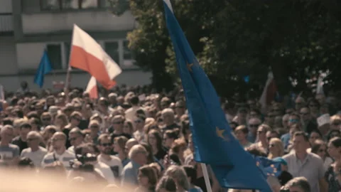 People are protesting against the supreme court in Warsaw. Stock Footage 124821014