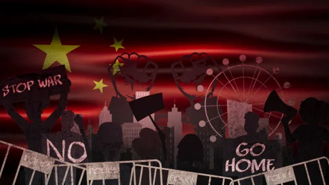 People are protests in China Stock Footage 314281823