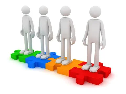 People are on puzzles. Conceptual solution Stock Illustration