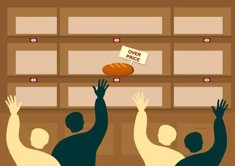 People are reaching for bread Stock Illustration