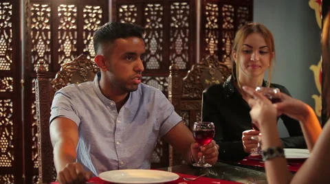 People are relaxing in the restaurant Stock Footage