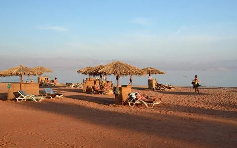 People are resting on the beach in Egypt Foto stock
