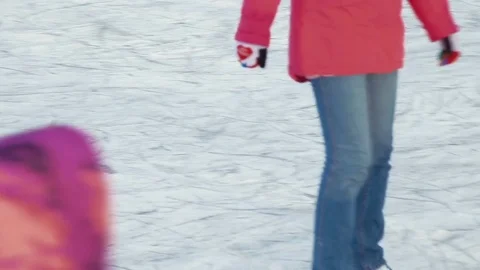 People are skating in winter Stock Footage 84209787