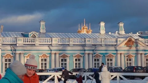 People are skating in winter Stock Footage 84209899