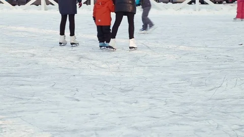 People are skating in winter Stock Footage 84209980