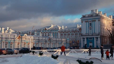 People are skating in winter Stock Footage 84210141
