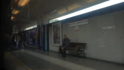 People are standing on the platform of the metro station. The point of view o Stock Footage 87914404