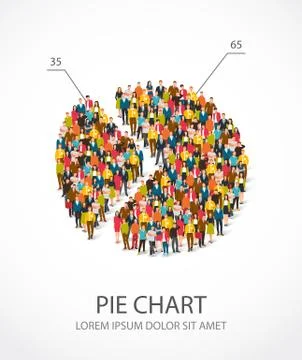 People are standing in a round chart Stock Illustration