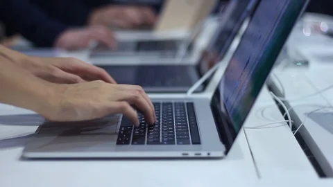 People are testing new laptops Stock Footage 87135741