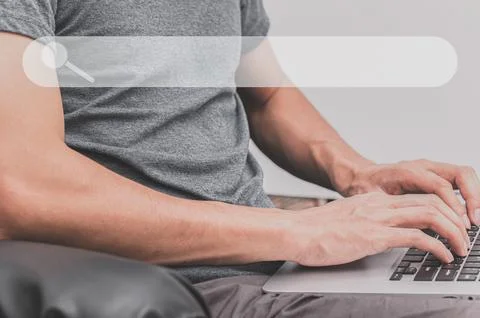 People are using computers to find information and knowledge in the online .. Stock Photos