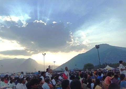 People are very eager to wait for the Isha Maha Siva Rathiri. Stock Photos