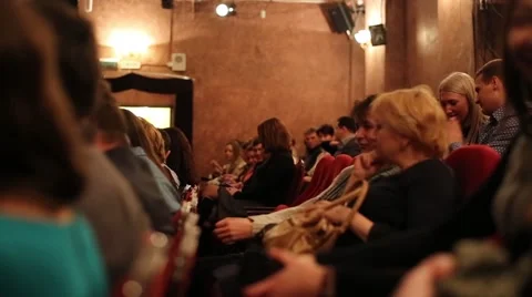 People are waiting for the start of the session in the theater and cinema Stock Footage 48961144