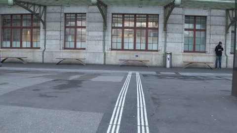 People are walking to Basel Main Station (Bahnhof Basel SBB) Switzerland Video stock 120812937