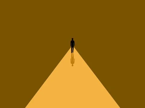 People are walking on a bright path. Stock Illustration