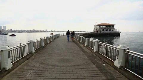 People are Walking on the Dock Video stock 42552253
