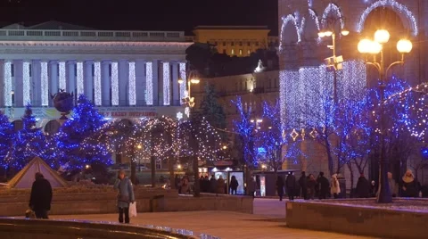 People Are Walking at Kiev Conservatory Woman Talking by Phone Independence Stock Footage 59132391