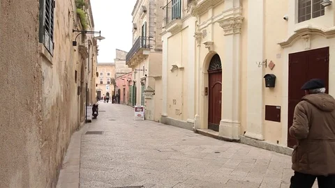 People are walking,  Matera Sassi, cavern, stone city Video stock 83704608