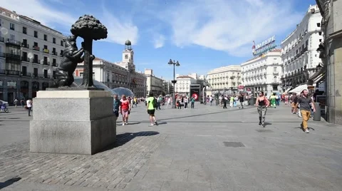 People are walking on the Puerta del Sol in Madrid Stock Footage 59723061