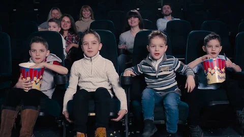 People are watching the film in the cinema Stock Footage