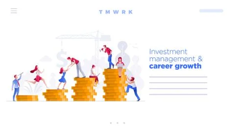 People are working on financial issues web page template. Stock Illustration