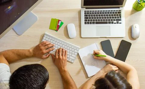 The people are working in office on computer Фото