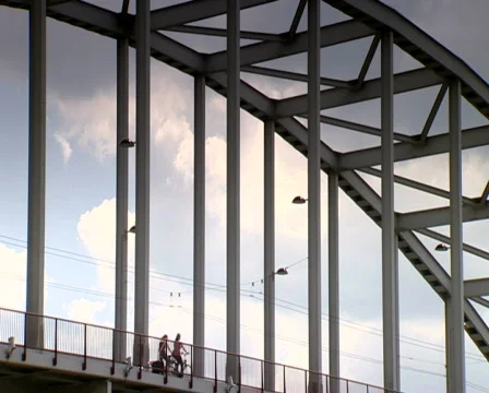 People on the Arnhem Bridge Stock Footage 473947