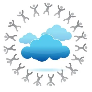 People around a cloud computing concept illustration design Illustrazione stock