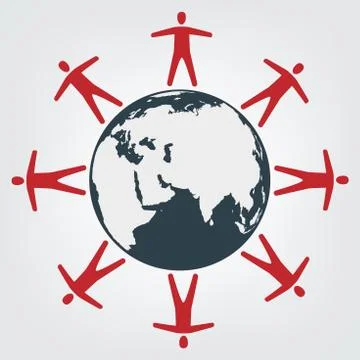 People around globe Stock-Illustration