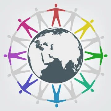 People around globe Stockillustratie