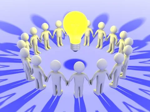 People around a light bulb Stock Illustration