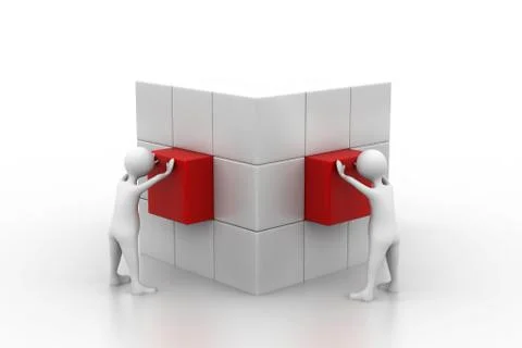People arrange box.(Teamwork concept) Ilustración de archivo
