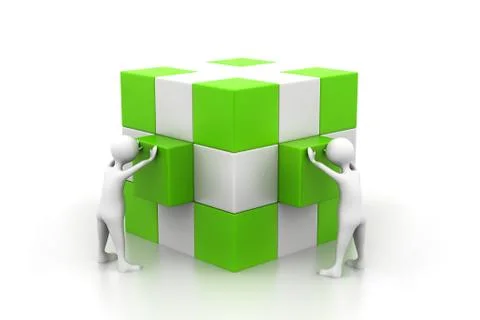 People arrange box.(Teamwork concept) Ilustración de archivo