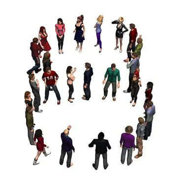 People - arranged in number 8 without shadow - isolated on white background Illustrazione stock