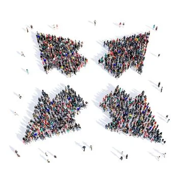 People arrow direction 3d Stock Illustration