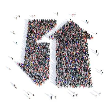 People arrow direction 3d Stock Illustration