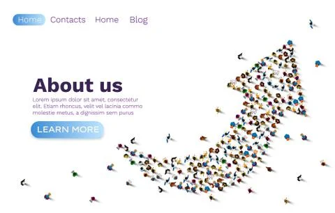 People up arrow, group network web site, banner teamwork. Vector Stock Illustration