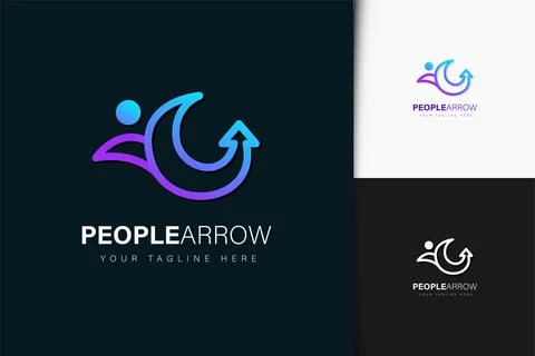 People arrow logo design with gradient Stock Illustration