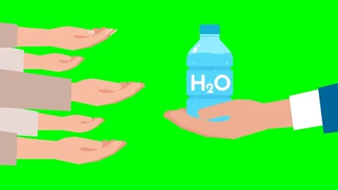 People ask for clean drinking water. Businessman in a blue suit, white shirt. Video stock 275323091