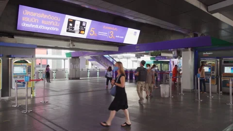 People in Asoke BTS Sky Train Station Stock Footage 148902777