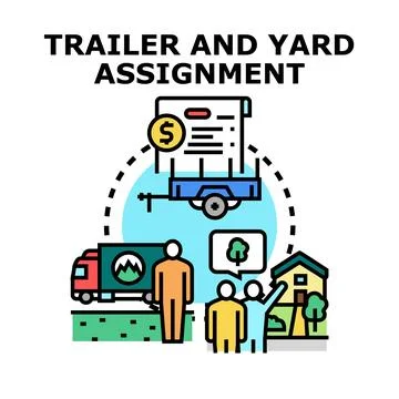 People assigning trailer and yard for moving Stock Illustration