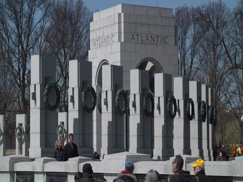 People at Atlantic Monument Architecture Stock Footage 74845976