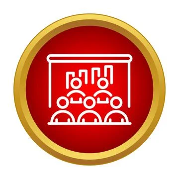 People attending business presentation with data chart icon Illustrazione stock