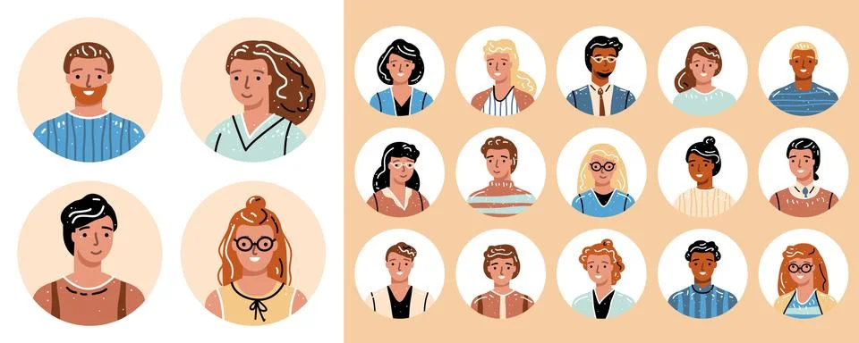People avatar big bundle. Set of different person Stock Illustration