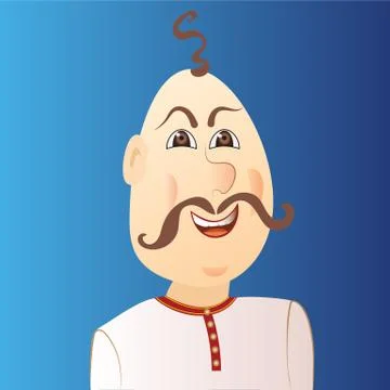 People avatar cossack with forelock, mustache. Stock Illustration
