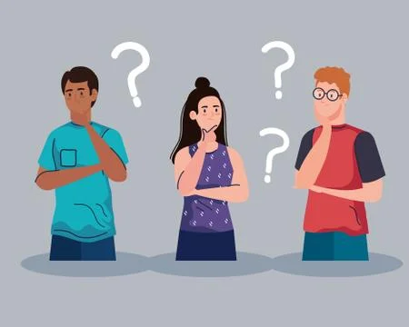 People avatar flexing with question marks vector design Illustrazione stock