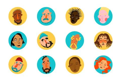 People avatar set. Different men and women characters collection Illustrazione stock