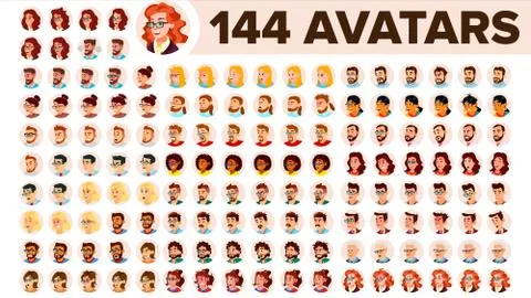 People Avatar Set Vector. Man, Woman. Default Placeholder. Colored Member. User 스톡 일러스트