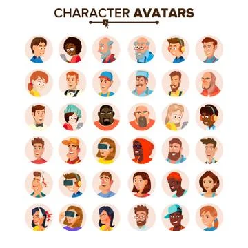 People Avatars Collection Vector. Default Characters Avatar. Cartoon Flat Stock Illustration